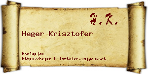 Heger Krisztofer névjegykártya